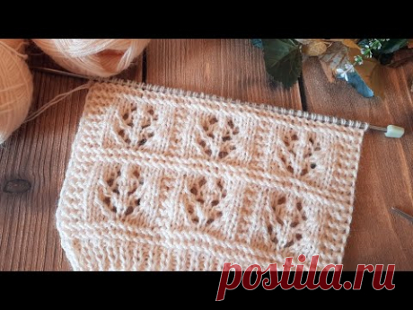 🌹Цветочный, ажурный узор спицами. Для пуловера, кардигана, свитера и т.д.