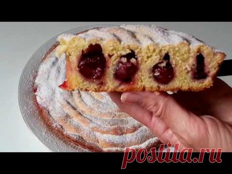 Пирог "Улитка"с черешней(вишней) песочное тесто