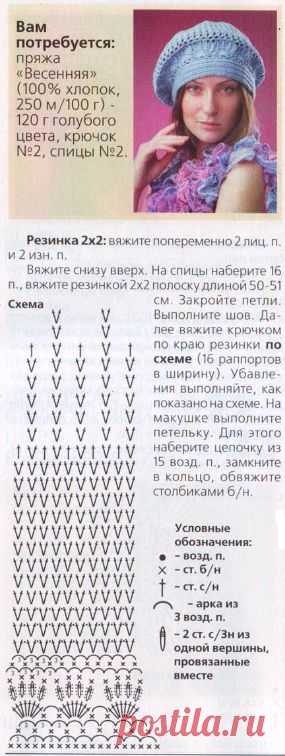 Берет крючком схема