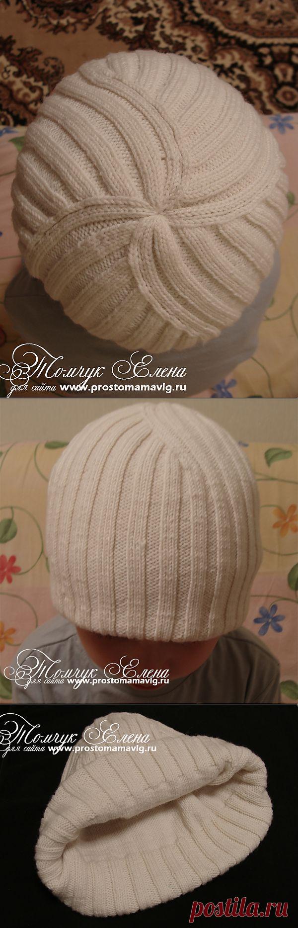 Век вяжи - век учись! Двойная шапка резинкой с интересными убавками.