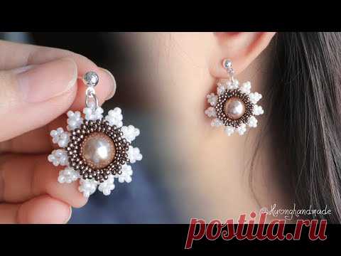 Белый цветок ромашки серьги diy. Как сделать серьги из бисера