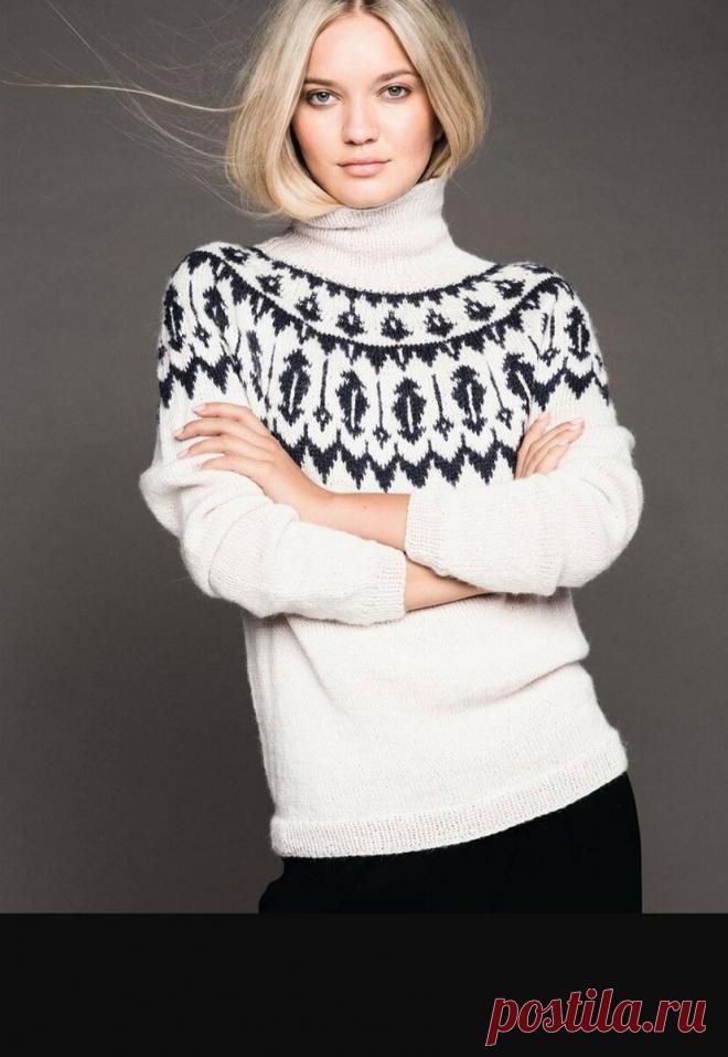 Красивый свитер с оригинальным жаккардовым узором. Описание. | Дарина Пряжина | Яндекс Дзен