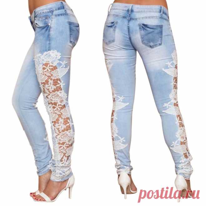 Женщины мода тонкий кружева крючком стрейч джинсы выдалбливают узкие джинсы женщина карандаш брюки брюки для женщин купить на AliExpress