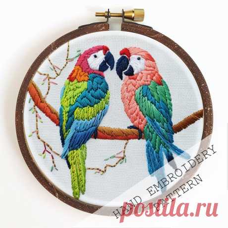 Patrón de agapornis descargable, descarga instantánea, bordado de moda, patrón de bordado DIY, bordado de pájaros loros, patrón PDF, arte de aro - Etsy España