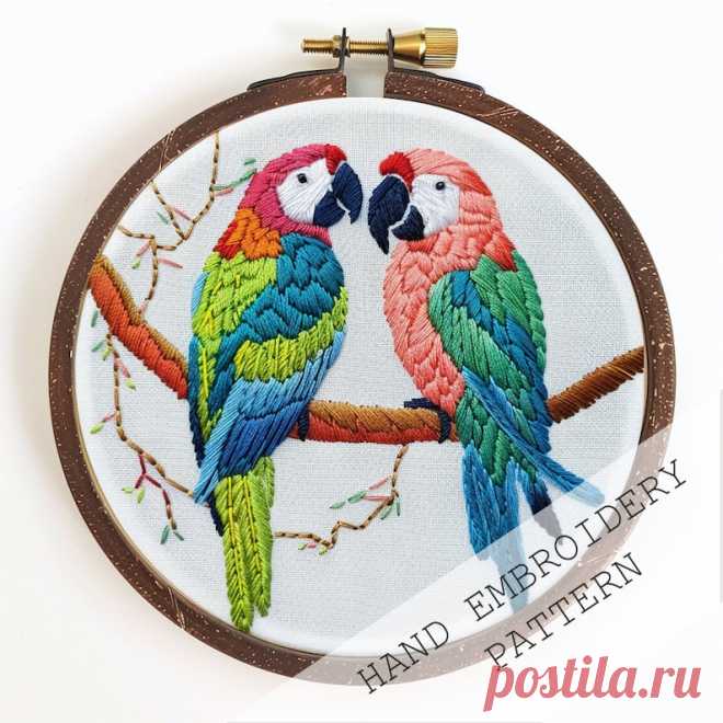 Patrón de agapornis descargable, descarga instantánea, bordado de moda, patrón de bordado DIY, bordado de pájaros loros, patrón PDF, arte de aro - Etsy España