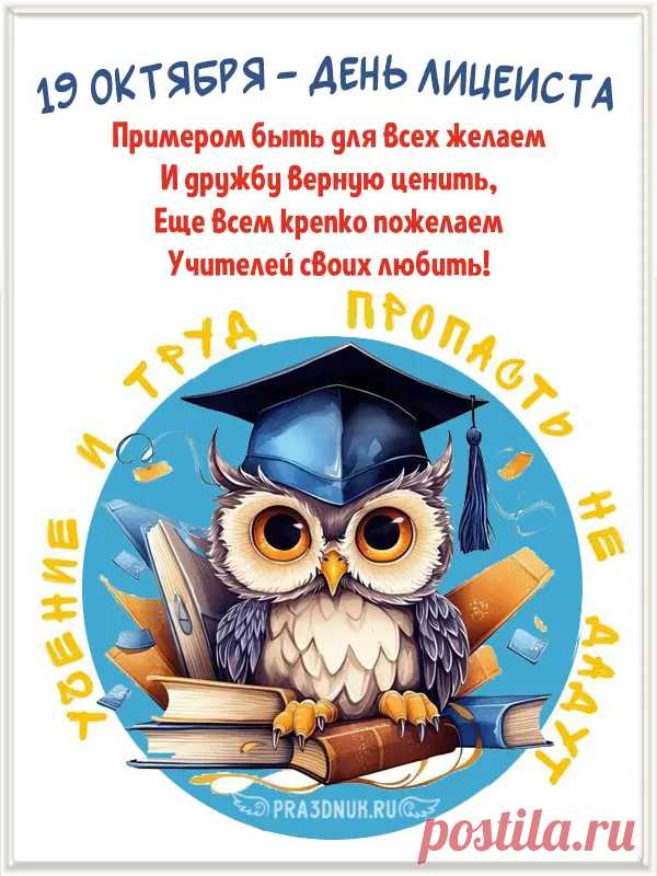 Ты лицеист, и это круто,
Учись отлично, лишь на «пять»!
Пусть дарит каждая минута
Возможность что-то узнавать! Открытки на День лицеиста!