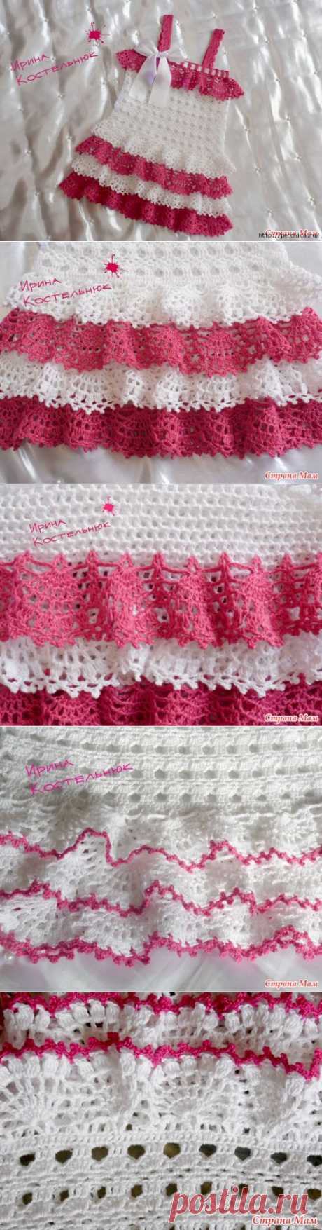 Сарафанчик с рюшами для девочки связанный крючком