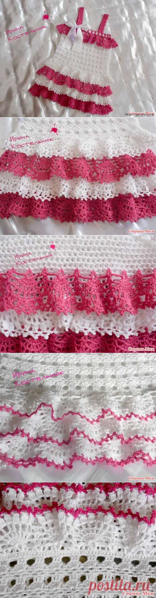 Сарафанчик с рюшами для девочки связанный крючком