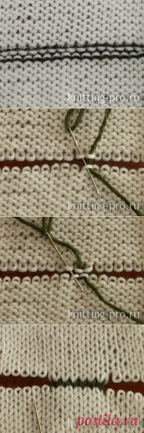 Трикотажный горизонтальный шов по изнаночной глади - knitting-pro.ru - От азов к мастерству