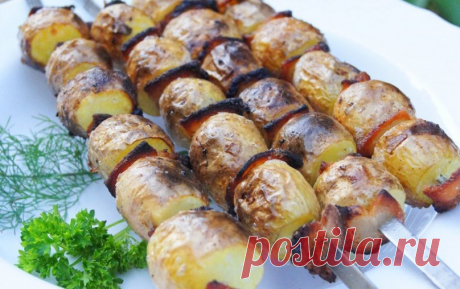 Шашлык из картошки с салом