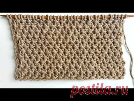Простой узор спицами для вязания свитера, пледа, летней сумки
