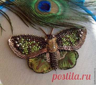 Мотылек: объемная вышивка