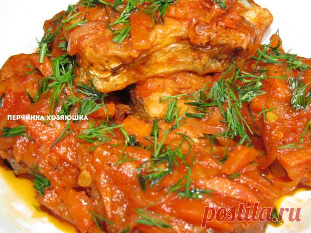 Минтай тушеный в соусе с овощами - Перчинка хозяюшка