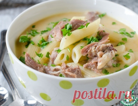 Куриный крем-суп с макаронами