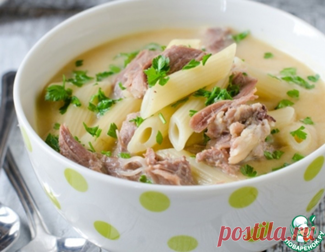 Куриный крем-суп с макаронами