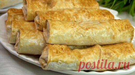 Трубочки из лаваша с вкусной начинкой, можно жарить на сковороде или выпекать в духовке. | Готовим с Калниной Натальей | Дзен