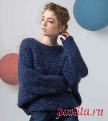 Джемпер оверсайз спицами с рукавами летучая мышь (Вязание спицами) – Журнал Вдохновение Рукодельницы