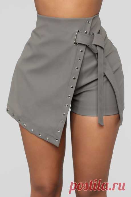 Side Piece Wrap Skort - Grey – Fashion Nova