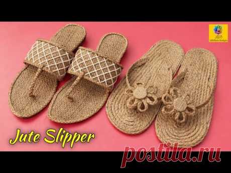 Best 2 Slipper with Jute | Shoes Made by Jute rope | Best out of waste Jute rope Sandal Making Craft
