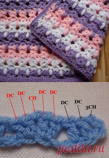 Узор для вязания пледа крючком..