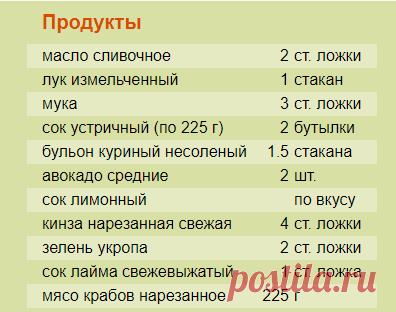 Рецепт: Суп-пюре из авокадо и крабов на RussianFood.com