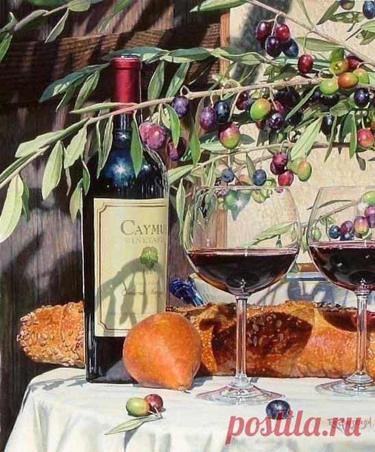 Акварели Eric Christensen цветы и вино