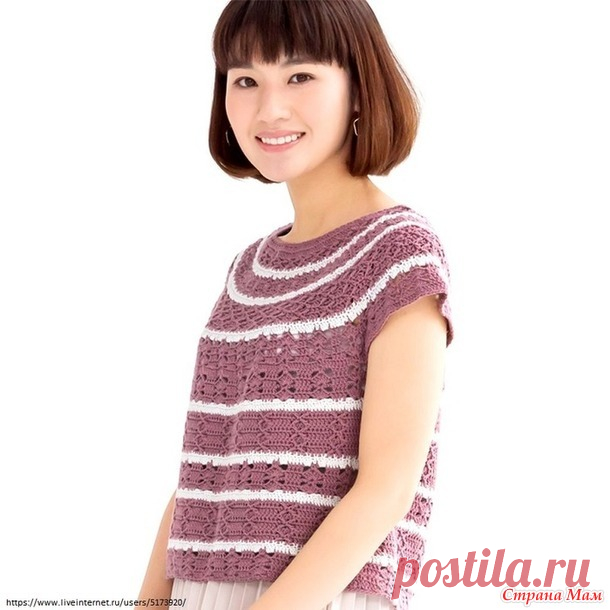 Полосатый топик в тонкую полоску. - Все в ажуре... (вязание крючком) - Страна Мам