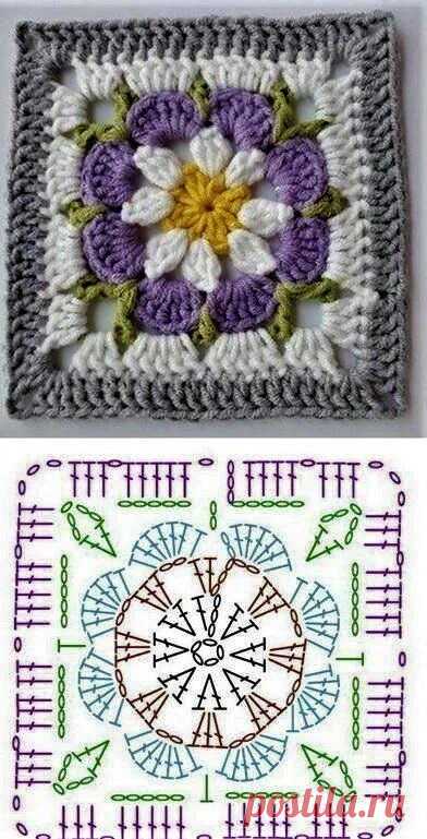 Шикарные квадратные мотивы крючком для вашей фантазии! Схемы!👍 | Oksana HandMade | Дзен