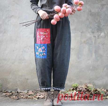 Womens Winter pants long pants Cotton linen Elastic Waist | Etsy