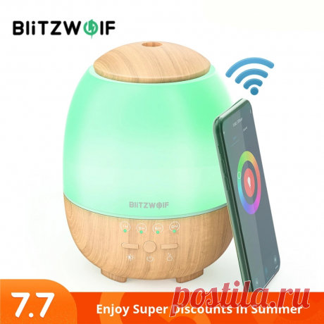 Blitzwolf® bw-fun3 wi-fi essential oil diffuser ultrasonic aromatherapy humidifier app control amazon alexa google home control with 7 colorful light Sale - Banggood.com