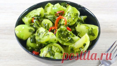 Зеленые, но очень вкусные. Мой любимый рецепт закуски из зеленых помидоров | Волшебная еда | Дзен