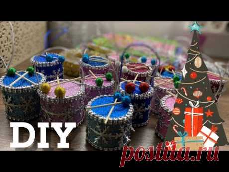 ТОП ИДЕЯ🎄Ёлочная игрушка БАРАБАН 🥁 ЗА ПАРУ МИНУТ/Beebeecraft.com