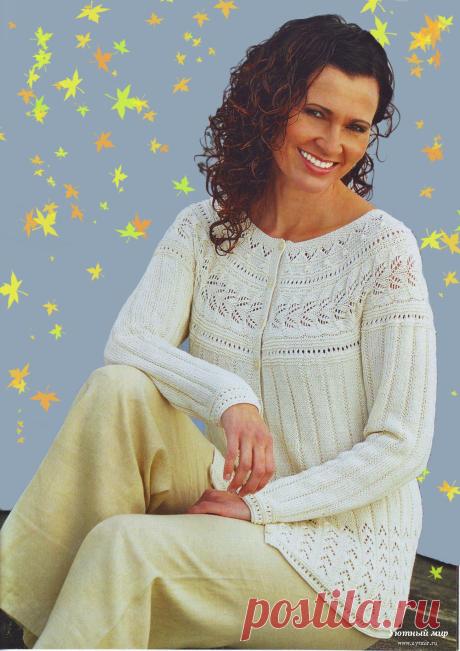 Белый ажурный жакет, вязание спицами, описание, схемы, инструкции | Уютный мир - информационный портал