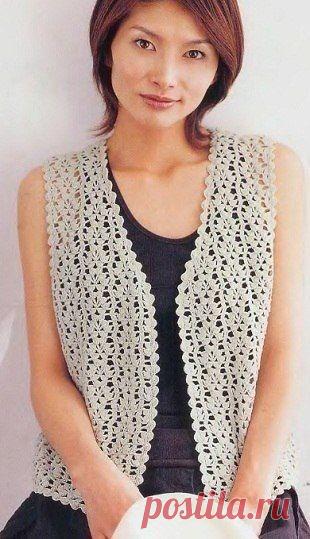 Жилет крючком красивым ажурным узором. Жилет крючком красивым ажурным узором. Схема и выкройки