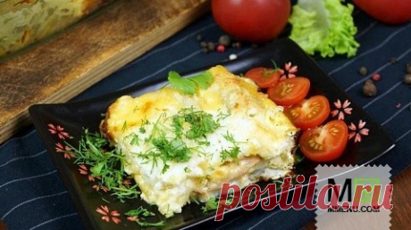 Слоеная Картофельная запеканка с ветчиной и сыром