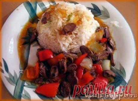 Куриные сердечки по-китайски с овощами