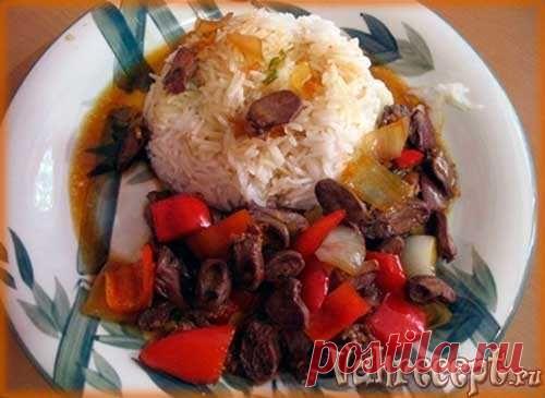 Куриные сердечки по-китайски с овощами