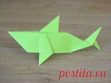 КАК сделать АКУЛУ из бумаги  БУМАЖНАЯ АКУЛА ОРИГАМИ PAPER  shark ORIGAMI