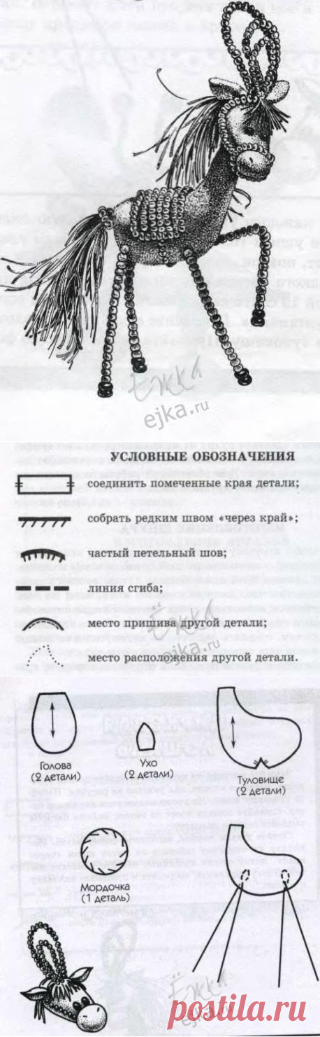 Игрушка из ткани и бисера своими руками - цирковая лошадь, выкройка, описание / Схемы плетения бисером, цветы и деревья из бисера, игрушки своими руками - мастерклассы, макраме, фриволите / Ёжка - стихи, загадки, творчество и уроки рисования для детей