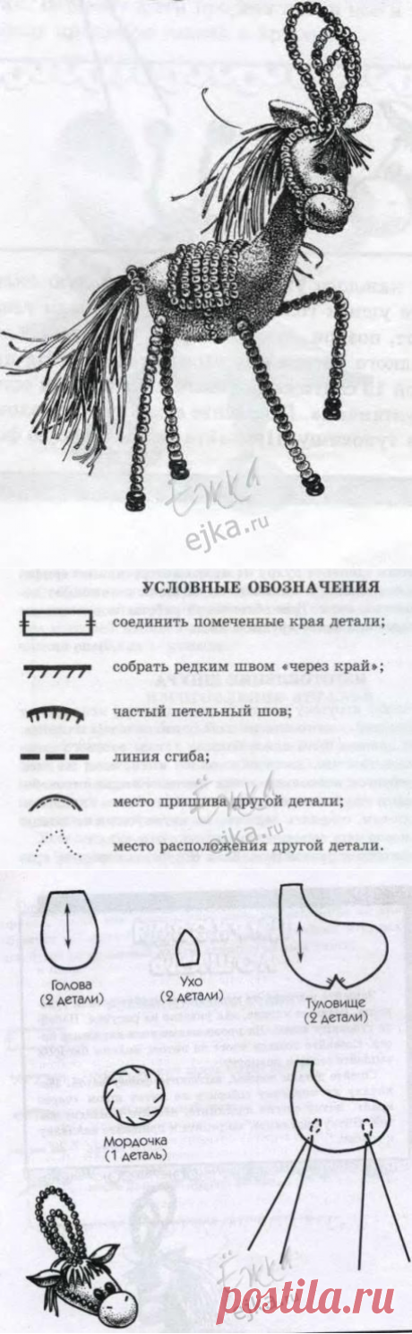 Игрушка из ткани и бисера своими руками - цирковая лошадь, выкройка, описание / Схемы плетения бисером, цветы и деревья из бисера, игрушки своими руками - мастерклассы, макраме, фриволите / Ёжка - стихи, загадки, творчество и уроки рисования для детей