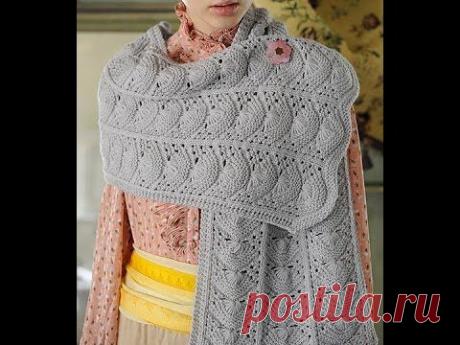 Ажурный шарф из японского журнала Keito dama. Часть 2 - YouTube