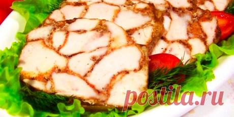 Мраморный рулет из курицы с желатином - Сад и огород