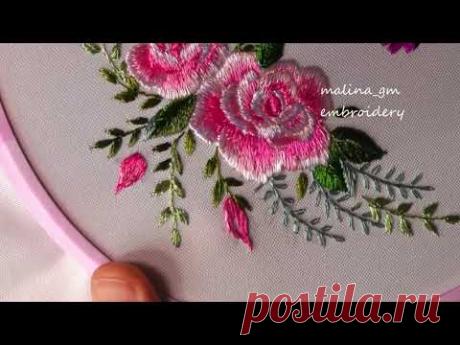 Вышивка Гладью | Как Вышить Бутоны для Розы | Рисование и Вышивка