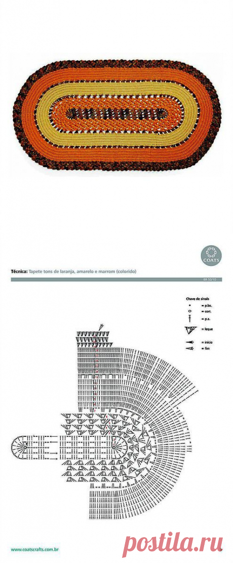 ОВАЛЬНЫЙ КОВРИК КРЮЧКОМ.