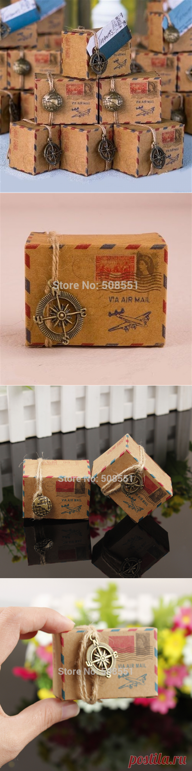 Коричневый крафт DIY урожай вдохновил авиапочтой пользу Box Kit Wanderlust путешествия коробка конфет с земного шара и компас Charms12pcs купить на AliExpress