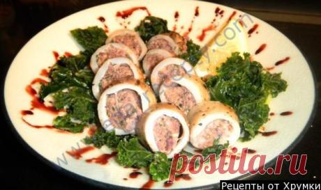 Кулинарный рецепт Кальмары фаршированные грибами с фото
