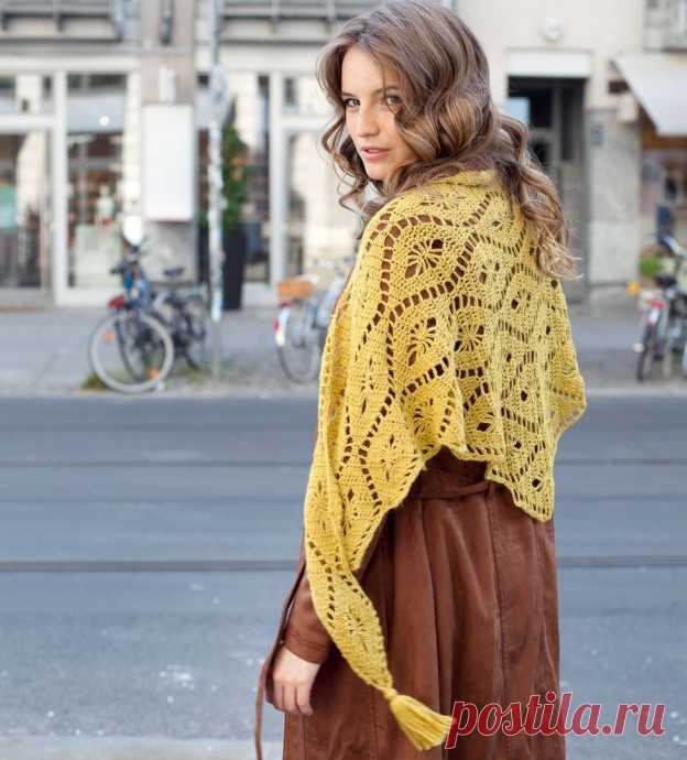 Вяжем шаль с узором из ромбов