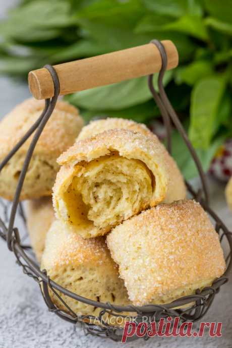 Рулетики с корицей и сахаром (из теста на сметане, без яиц)