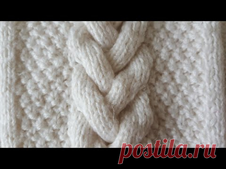 Объемная, красивейшая коса спицами на 18 петель!