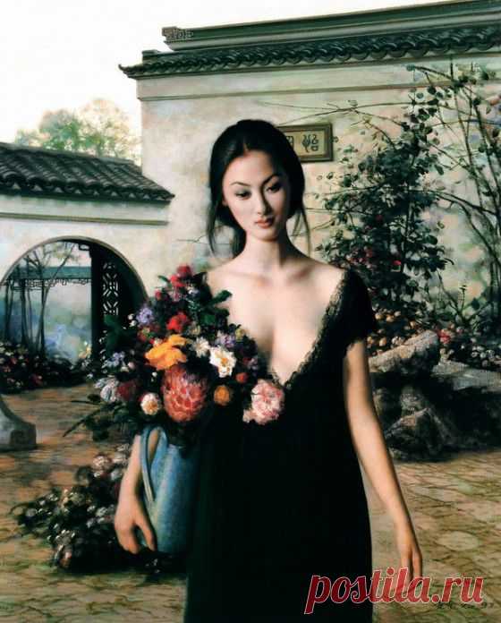 Painting by Xie Chuyu 
Beautiful Chinese Girls
